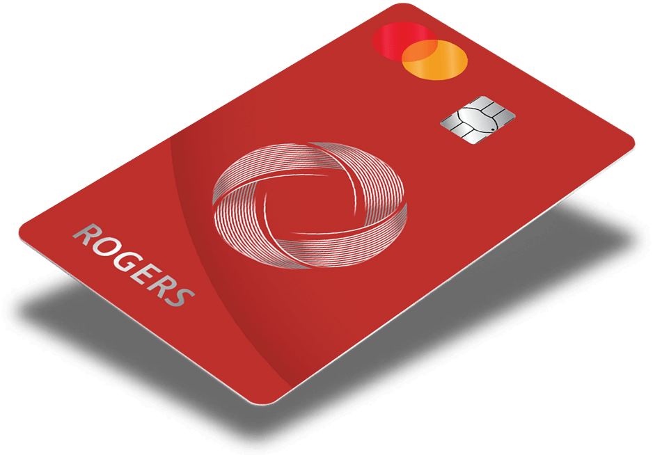 a red credit card with a chip and a logo