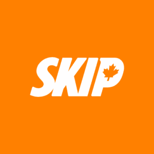 a white text on an orange background